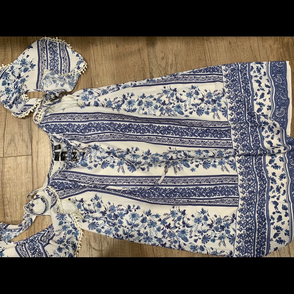 White and blue dress